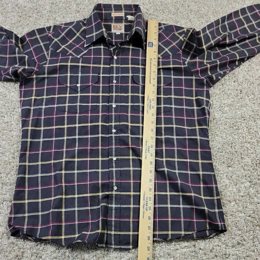 Ely Cattleman Shirt Mens 16/32 Button Up Plaid Multicolor Long Sleeve - Picture 4 of 7